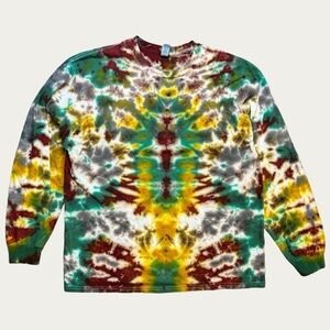 Vintage Gildan  Tie Dye XL Multicolor Shirt Tee Earthy Psychedelic Hippie Boho